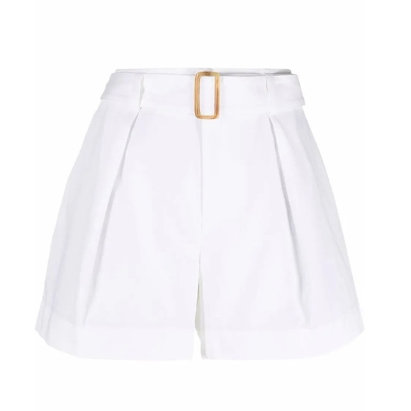 Vince Women's Belted Twill Short Cotton Linen White High Rise Pleated Pockets 16 - Picture 7 of 11